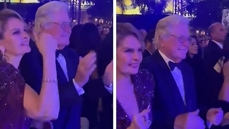 وصلة رقص تجمع حسين فهمي ويسرا بعد وفاة شقيقه مصطفى.. فيديو