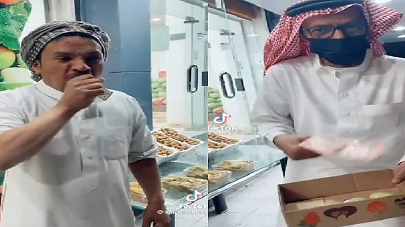 فيديو.. شخص يأكل حبة برشومي بشوكها مقابل 500 ريال