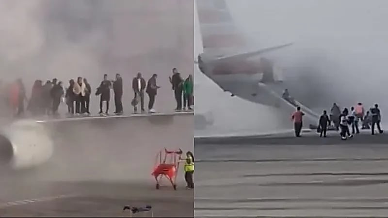 لحظة اشتعال محرك طائرة أمريكية وإجلاء الركاب .. فيديو