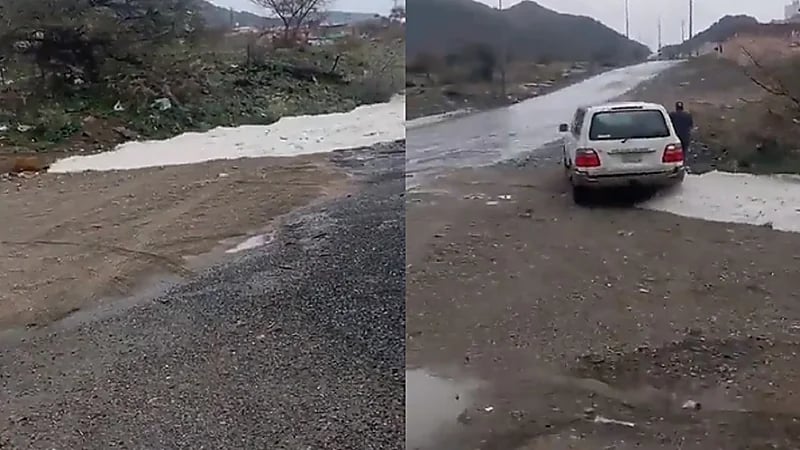 بالفيديو .. رجل ينتشل مركبة من سيل قوي بالطائف