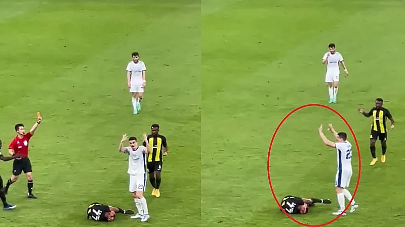 تدخل عنيف من لاعب نافباخور على صالح العمري .. فيديو