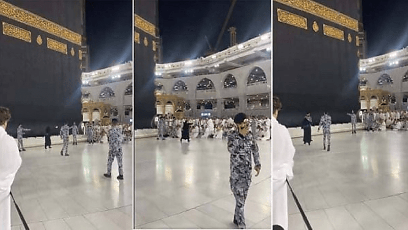 شاهد.. فرحة غامرة لمعتمرة بعدما سمح لها رجال الأمن بتقبيل الحجر الأسود