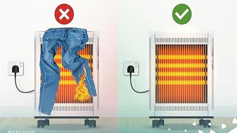 "المواصفات" تحذر من تجفيف الملابس على "المدفأة"