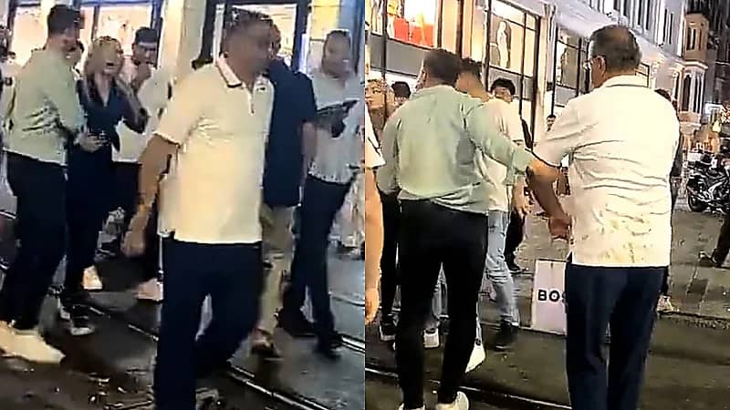 اعتداء امرأة تركية وشخص آخر على رجل مسن .. فيديو