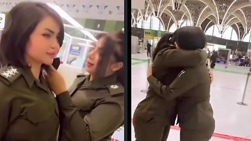 رائد في الداخلية العراقية ترفع زميلتها النقيب إلى رتبة رائد بمطار بغداد .. فيديو