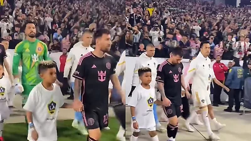 ميسي برفقة نجل كيم كارداشيان في مواجهة فريقه وولوس أنجلوس .. فيديو