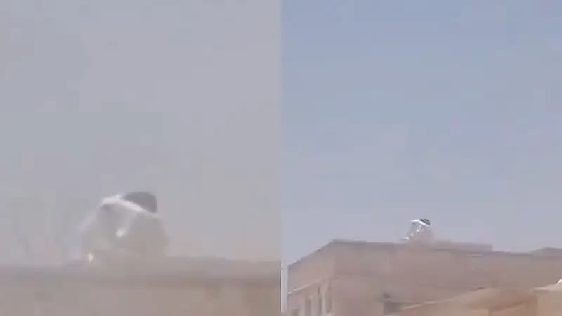 ذوبان خزان مياه فوق سطح منزل بحفر الباطن من شدة الحرارة .. فيديو