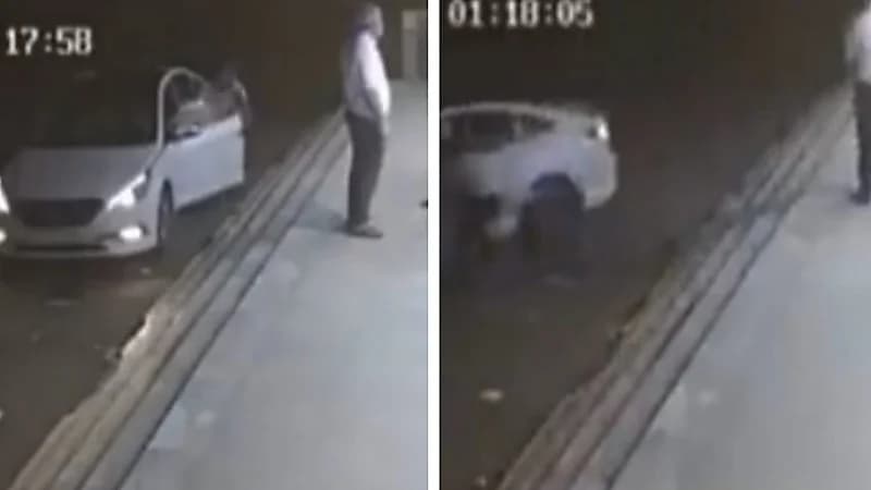 شاهد.. لحظة سرقة سيارة من أمام محل تركها صاحبها في وضع التشغيل