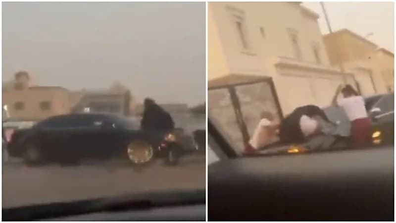 شاهد.. فتاة تتعرض للاعتداء على يد شابين بشارع عام