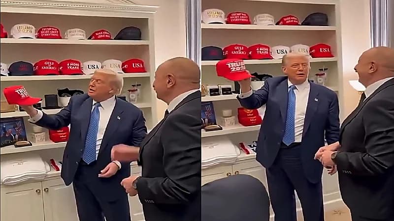 ردة فعل رئيس أذربيجان بعد رؤية قبعة ترامب 2028