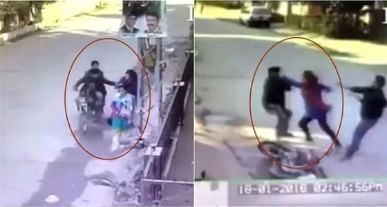 سيدة تلقن لصين درسًأ قاسيًا بعد محاولتهما لسرقتها