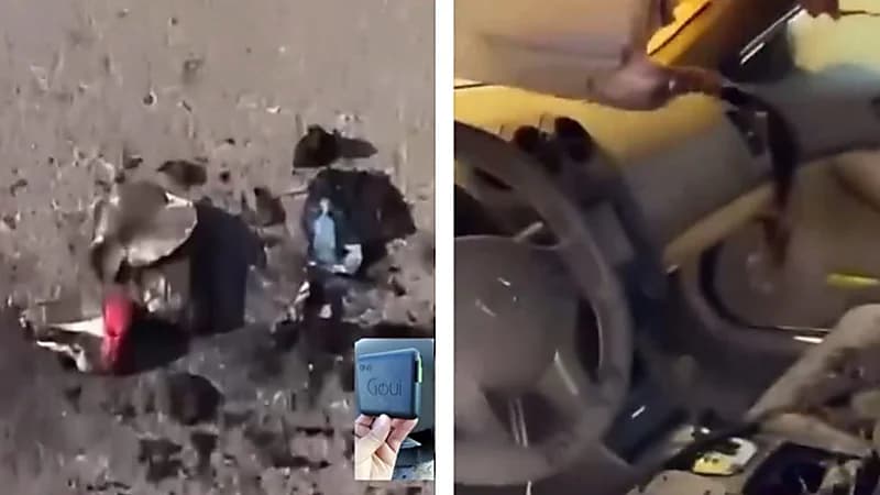 باور بانك يتسبب في احتراق سيارة..فيديو