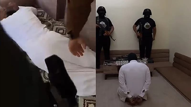 لحظة القبض على مواطن داخل منزل اتخذه وكرا لترويج المخدرات (فيديو)