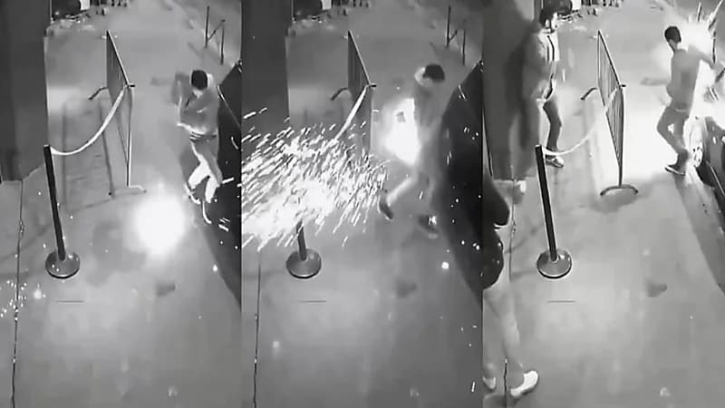 لحظة انفجار سيجارة إلكترونية داخل ملابس شخص .. فيديو