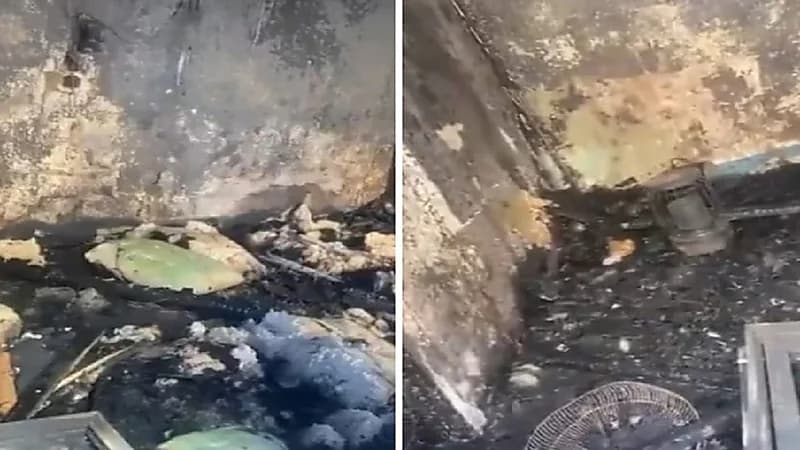 حريق يدمر غرفة بالكامل بسبب الدفاية الكهربائية ..فيديو