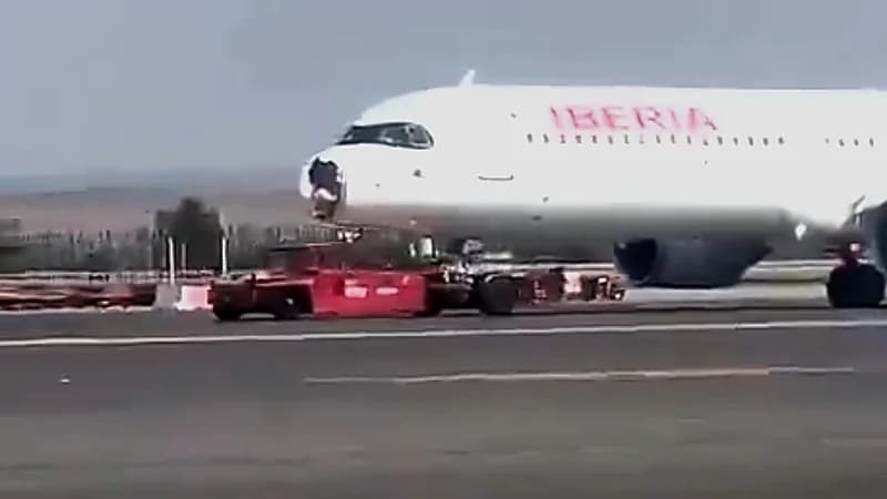 إيبيريا تُعيد أحدث طائراتها إلى المدرج بعد حادث تصادم مفاجئ .. فيديو