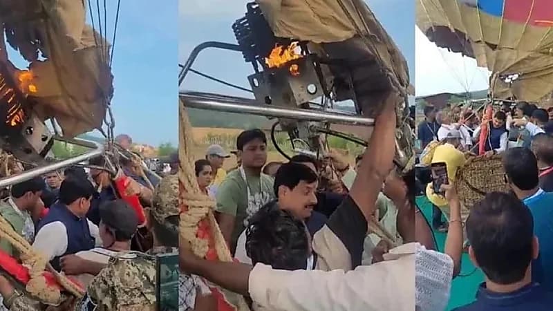 لحظة اشتعال منطاد يحمل مسؤولين كبار في الهند..فيديو