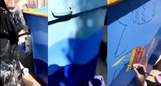 بالفيديو..فتاتان تحولان القمامة إلى لوحة فنية
