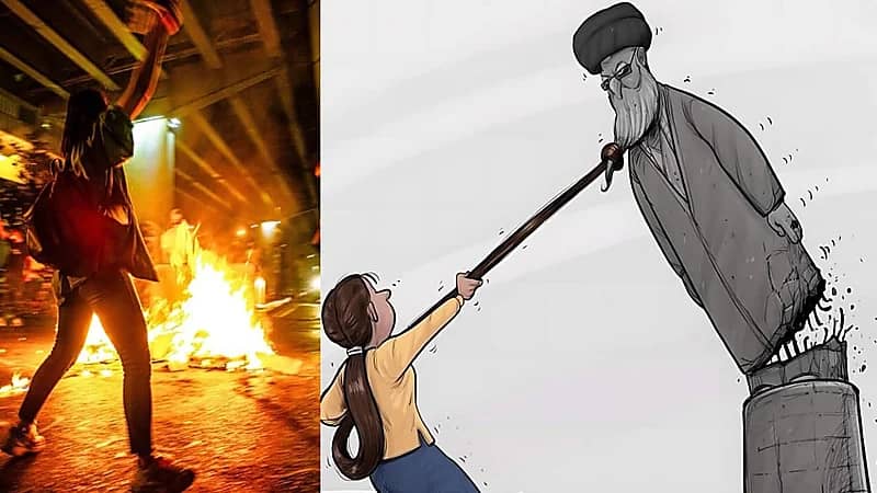 نظام الملالي يسقط على يد الفتيات