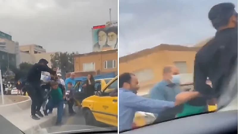 شاهد .. اعتداء الأمن الإيراني على امرأة في الشارع!