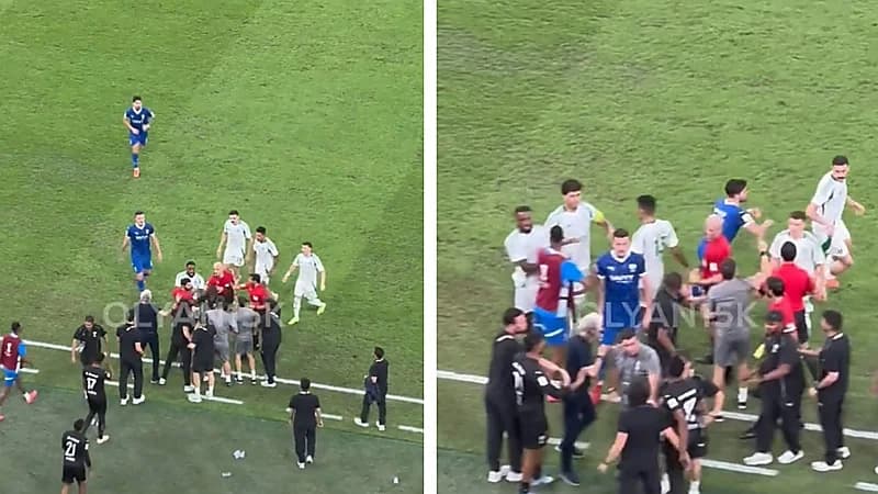 طرد أحد أفراد الطاقم الفني للهلال بعد مشادة مع لاعبي الأهلي.. فيديو